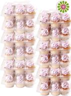 🧁 (6 packs x 12 sets) stack'ngo cupcake carriers - tall high-dome clear containers with thick plastic - disposable storage boxes. 24 compartments cupcake holder box tray container. cup cake holders логотип