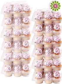 img 4 attached to 🧁 (6 Packs x 12 Sets) STACK'nGO Cupcake Carriers - Tall High-Dome Clear Containers with Thick Plastic - Disposable Storage Boxes. 24 Compartments Cupcake Holder Box Tray Container. Cup Cake Holders