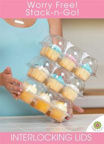 img 2 attached to 🧁 (6 Packs x 12 Sets) STACK'nGO Cupcake Carriers - Tall High-Dome Clear Containers with Thick Plastic - Disposable Storage Boxes. 24 Compartments Cupcake Holder Box Tray Container. Cup Cake Holders