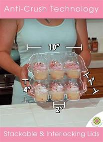 img 1 attached to 🧁 (6 Packs x 12 Sets) STACK'nGO Cupcake Carriers - Tall High-Dome Clear Containers with Thick Plastic - Disposable Storage Boxes. 24 Compartments Cupcake Holder Box Tray Container. Cup Cake Holders