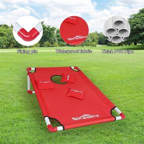 img 1 attached to Portable PVC Framed Cornhole Toss Game Set | WIn SPORTS Bean Bag Toss | 8 🌽 Bean Bags & Carrying Case | Choose Flag Design (Red & Blue) | 3 x 2 Feet