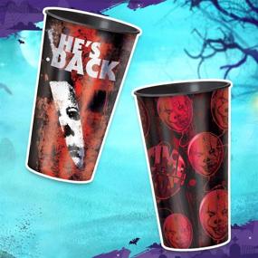 img 1 attached to 🎃 Набор стаканчиков Amscan Horror Movie Cups: 3 штуки по 32 унции каждый - праздничные принадлежности для Хэллоуина и неотъемлемые компоненты для марафона ужасных фильмов, официально лицензированы Amscan