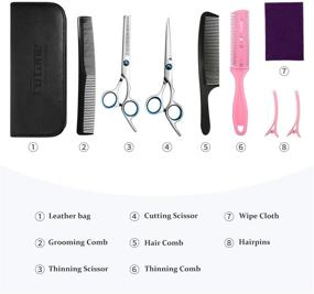 img 1 attached to Futone Hair Cutting Scissors Shears Set: Ultimate Hairdressing Kit with Trimming, Texturing, and Thinning Tools - Perfect for Barbers, Salons, and Home Use (8 PCS)