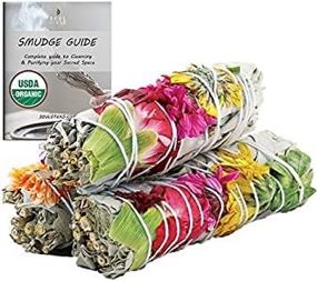 img 1 attached to Organic White Sage Smudge Sticks with Flowers - Ideal for Cleansing Home, Meditation, Yoga, Healing and Smudging | Sustainably Sourced California White Sage Bundles (3 Pack - 4 Inch)