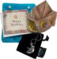 🌙 smiling wisdom - moon fairy angel birthday gift set - sentimental origami game - cootie catcher, fortune teller - moon angel necklace, golden star confetti, birthday card - ideal for girls and teens logo