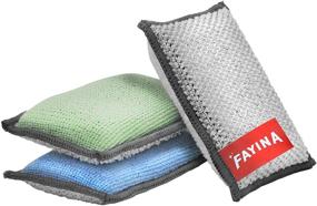 img 4 attached to 🧽 FAYINA 2-Sided Premium Microfiber Dish Sponge and Scrubber 3 Pack Variety - Ultimate Cleaning Power for Delicate & Tough Surfaces