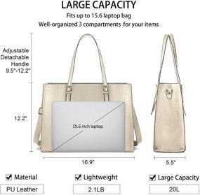 img 1 attached to 15.6 inch Laptop Tote Bag for Women - Classy Leather Computer Briefcase for Work, Waterproof Handbag with Large Capacity - Professional Shoulder Bag for Business Office, Beige