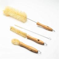 eco-friendly bottle brush and straw set with sisal bristles and wood handle – ideal 🌱 for cleaning narrow beer bottles, sports/water bottles, tumblers, kettles, lid brush, and long straw brush logo