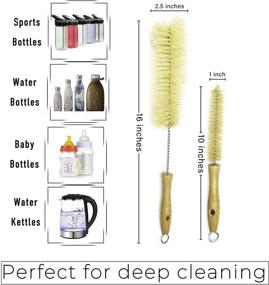 img 3 attached to Eco-Friendly Bottle Brush and Straw Set with Sisal Bristles and Wood Handle – Ideal 🌱 for Cleaning Narrow Beer Bottles, Sports/Water Bottles, Tumblers, Kettles, Lid Brush, and Long Straw Brush