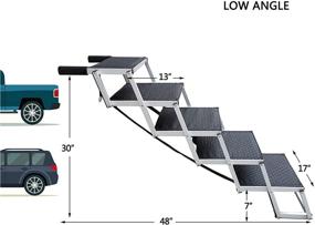 img 2 attached to 🐾 Unbranded Dog Ramps with 5 Stairs and Upgraded Aluminum Frame - Portable, Folding Stair for Large Dogs up to 200Lbs, Ideal for SUVs, Cars, and High Beds - Lightweight Design, Non-Slip Surface