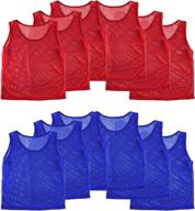 🏀 super z outlet nylon mesh scrimmage team practice vests pinnies jerseys (12-pack) - ideal for youth sports basketball, soccer, football logo