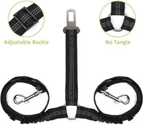 img 2 attached to 🐾 Slowton Double Dog Car Seat Belt: Dual Pet Safety Seatbelt for Secure Car Travel with Adjustable Coupler Lead, Elastic Bungee, Reflective Stripe - Ideal for Two Pets on Car Trips