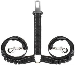 img 4 attached to 🐾 Slowton Double Dog Car Seat Belt: Dual Pet Safety Seatbelt for Secure Car Travel with Adjustable Coupler Lead, Elastic Bungee, Reflective Stripe - Ideal for Two Pets on Car Trips