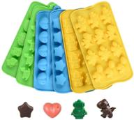 🍫 nonstick bpa free chocolate molds set - silicone candy & gummy molds with assorted cute designs including stars, hearts, dinosaurs, robots - pack of 6 logo