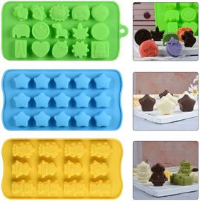 img 3 attached to 🍫 Nonstick BPA Free Chocolate Molds Set - Silicone Candy & Gummy Molds with Assorted Cute Designs Including Stars, Hearts, Dinosaurs, Robots - Pack of 6