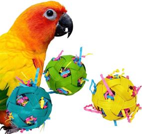 img 1 attached to 🐦 Bonka Bird Toys 1237 - Pack of 3 Natural Stuffed Bamboo Balls, 2" - Parrot Bird Toy with Foraging Foot Craft Talon Cage