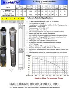 img 1 attached to 💦 Hallmark Industries MA0414X-7A 1 hp Stainless Steel Submersible Pump - Reliable 30 GPM Water Delivery at 207' Depth, 230V, 60 Hz, 4