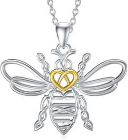 img 4 attached to 💖 Sterling Silver Celtic Knot Heart Bee Necklace: A Thoughtful Gift for Women and Girls