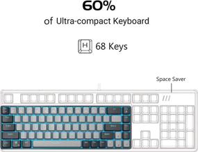 img 2 attached to 💼 Compact 68-Key Mechanical Gaming Keyboard - MageGee MK-Box LED Backlit TKL Wired Office Keyboard with Blue Switch for Windows, Mac, Laptop, PC - Grey/Black