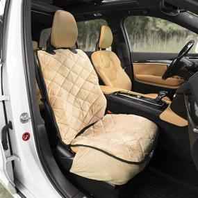 img 4 attached to 🚗 Plush Paws Copilot Bucket Seat Protector – Diamond Stitched, Washable & Waterproof Front Cover for Car, Truck, SUV – Nonslip Dog Seat Cover in Desert Sand