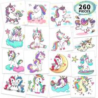 metker unicorn and mermaid kids waterproof temporary tattoos, children's tattoo toy set with 260 pcs logo