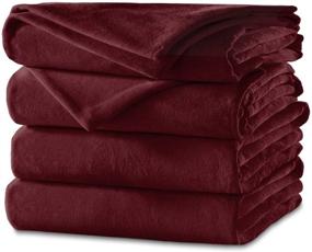 img 4 attached to Sunbeam Full Size Garnet Velvet Plush Heated Blanket - BSV9MFS-R310-12A00