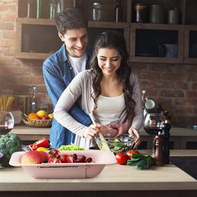 img 1 attached to 🍴 Extendable Kitchen Strainer Basket, YLMKDE Colander, Collapsible Sink Strainer, Portable Drain Basket for Washing Vegetables and Fruits, Draining Cooked Pasta and Drying Dishes (Pink)