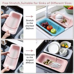 img 3 attached to 🍴 Extendable Kitchen Strainer Basket, YLMKDE Colander, Collapsible Sink Strainer, Portable Drain Basket for Washing Vegetables and Fruits, Draining Cooked Pasta and Drying Dishes (Pink)