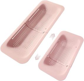 img 4 attached to 🍴 Extendable Kitchen Strainer Basket, YLMKDE Colander, Collapsible Sink Strainer, Portable Drain Basket for Washing Vegetables and Fruits, Draining Cooked Pasta and Drying Dishes (Pink)