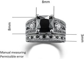 img 2 attached to White/Black Gold Plated Cushion Cut CZ Engagement Promise Anniversary Ring Sets for Women - Double Fair