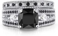 white/black gold plated cushion cut cz engagement promise anniversary ring sets for women - double fair logo