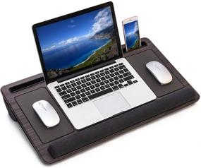 img 4 attached to HLead Laptop Lap Desk: The Ultimate Portable Desk for Left and Right-Handers with Mouse Pad, Wrist Pad, & Dual Cushion – Perfect for Home Office Use!