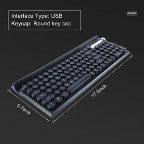 img 2 attached to 🖥️ Qudodo 2.4G Беспроводная комплект клавиатуры и мыши полного размера черного цвета с защитой от воды и красивым округлым ретро-эстетическим дизайном печатной машинки для компьютера, ПК, настольного компьютера, ноутбука и Mac (Черный+Мышь)