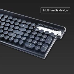 img 1 attached to 🖥️ Qudodo 2.4G Беспроводная комплект клавиатуры и мыши полного размера черного цвета с защитой от воды и красивым округлым ретро-эстетическим дизайном печатной машинки для компьютера, ПК, настольного компьютера, ноутбука и Mac (Черный+Мышь)