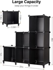 img 3 attached to 🏢 Kootek 6 Cube Storage Organizer Closet Shelves, DIY Plastic Modular Cubes with Mallet, Upgraded Waterproof Panel, 22lbs Capacity, Ideal for Home, Office, Living Room, Bedroom, Black