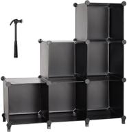 🏢 kootek 6 cube storage organizer closet shelves, diy plastic modular cubes with mallet, upgraded waterproof panel, 22lbs capacity, ideal for home, office, living room, bedroom, black logo