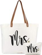 💍 bride tote bag & makeup bag set - perfect gifts for engagement, bridal shower, bachelorette, wedding party - canvas white logo