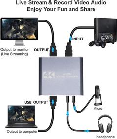 img 2 attached to 4K HDMI 1080P 60FPS видеозахватная карта с выходом HDMI Loop Out | Нулевая задержка пропускной способности для прямой трансляции | Микрофон и аудио | Совместима с Nintendo Switch PS4 Xbox One | Игровой рекордер