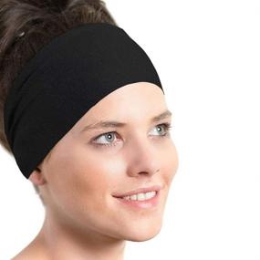 img 1 attached to 👩 Yeshan Black Bandana Headbands for Women - Soft Stretchy Wide Face Mask Headbands, Pack of 10 - Elastic Yoga Sports Headwrap