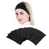 👩 yeshan black bandana headbands for women - soft stretchy wide face mask headbands, pack of 10 - elastic yoga sports headwrap logo