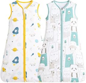 img 4 attached to 👶 Amenpoki Baby Sleepsack 100% Cotton, Wearable Blanket with 2-Way Zipper, Breathable Swaddle Transition Sleeping Bag for 3-12 Months Babies (Includes Two Unisex Clothing Sets)