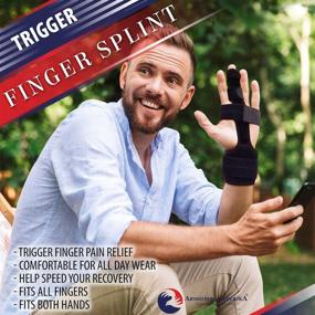 img 2 attached to Adjustable Trigger Finger Splint Finger Brace - Comfortable Splints for Broken & Arthritic Finger Joints. Aluminum Finger Straightener for Bent Mallet or Trigger Fingers. Universal Fit (Small/Medium)