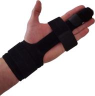 adjustable trigger finger splint finger brace - comfortable splints for broken & arthritic finger joints. aluminum finger straightener for bent mallet or trigger fingers. universal fit (small/medium) logo