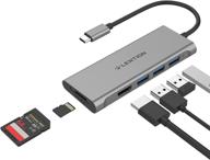 lention usb c hub with 4k hdmi, 3 usb 3.0, sd 3.0 card reader - compatible with 2020-2016 macbook pro 13/15/16, new ipad pro/mac air/surface, chromebook - multi-port dongle adapter (cb-c34, gray) логотип