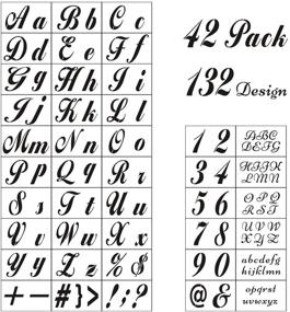 img 4 attached to 🎨 Деревянные шаблоны для букв - 42 штук шаблонов алфавита с цифрами и знаками, многоразовые пластиковые шаблоны для декорирования дерева, стенного искусства и ремесел, в 2 шрифтах и 132 дизайнах