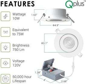 img 3 attached to 🔦 QPLUS 4 дюйма Отрегулироваемая вращающаяся воздухонепроницаемая светодиодная встраиваемая освещенность: передовое промышленное электротехническое решение.