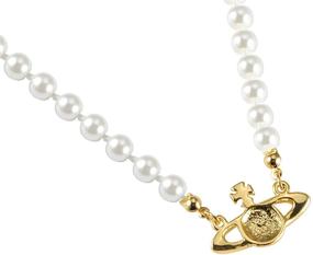 img 2 attached to 🌟 Vivienne Westwood Golden Saturn Pearl Necklace: Exclusive Packaging Included