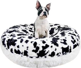 img 4 attached to 🐴 BESSIE AND BARNIE Signature Spotted Pony/Snow White Luxury Shag Pet Bed: Plush Faux Fur Bagel Style (Multiple Sizes)