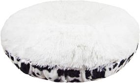 img 2 attached to 🐴 BESSIE AND BARNIE Signature Spotted Pony/Snow White Luxury Shag Pet Bed: Plush Faux Fur Bagel Style (Multiple Sizes)