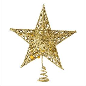 img 1 attached to Sricam Christmas Tree Topper: 7.8 Inch Wire Gold Star for Chirstmas Decoration